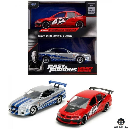 Die Cast 1:32 Jada F&F Legancy Series (P01699) - Mitsubishi lancer Evolution IX And Brian's Nissan skyline GT-R [R34]