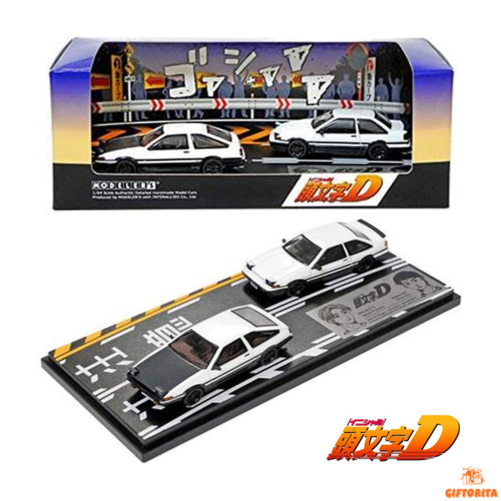 Initial D 1:64 Die Cast (P01218) – Modeler’s – MD64201 Initial D Set Vol. 1, Takumi Fujiwara (AE86) & Dryshin Torno 2-Door (AE86)