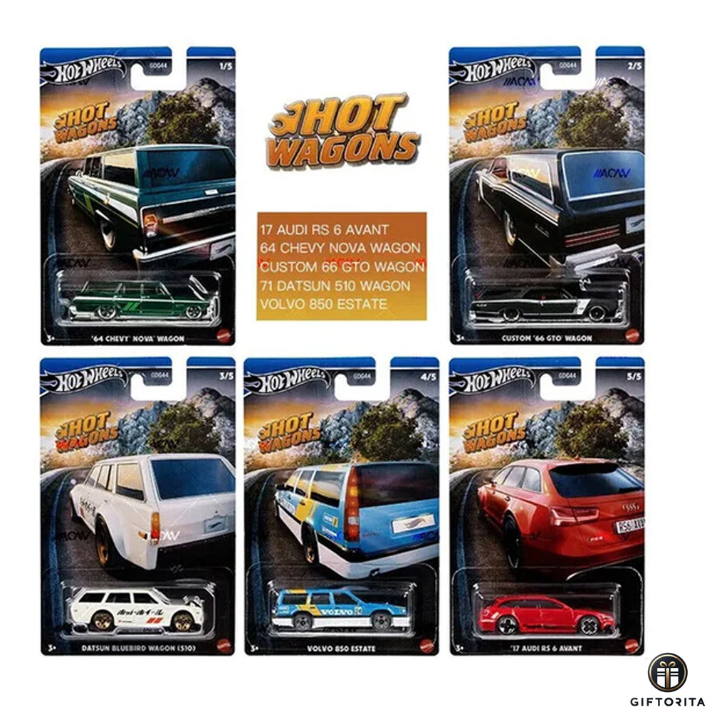 Hot Wheels Regular (P01191) – 2024 Hot Wheels Themed Automotive HOT WAGONS Assortment Set of 5 Car