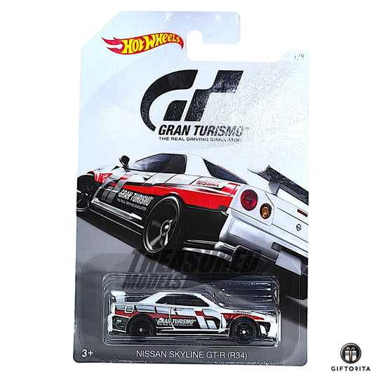 Hot Wheels Regular Nissan - Nissan Skyline GT-R (R34) # Gran Turismo - 1/8 -White &Red