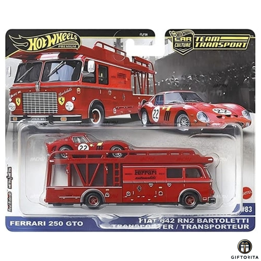 Hot Wheels Premium Team Transport (P00086) # Car Culture - Ferrari 250 GTO And Fiat 642 RN2 Bartoletti Transporter / Transporteur # 83