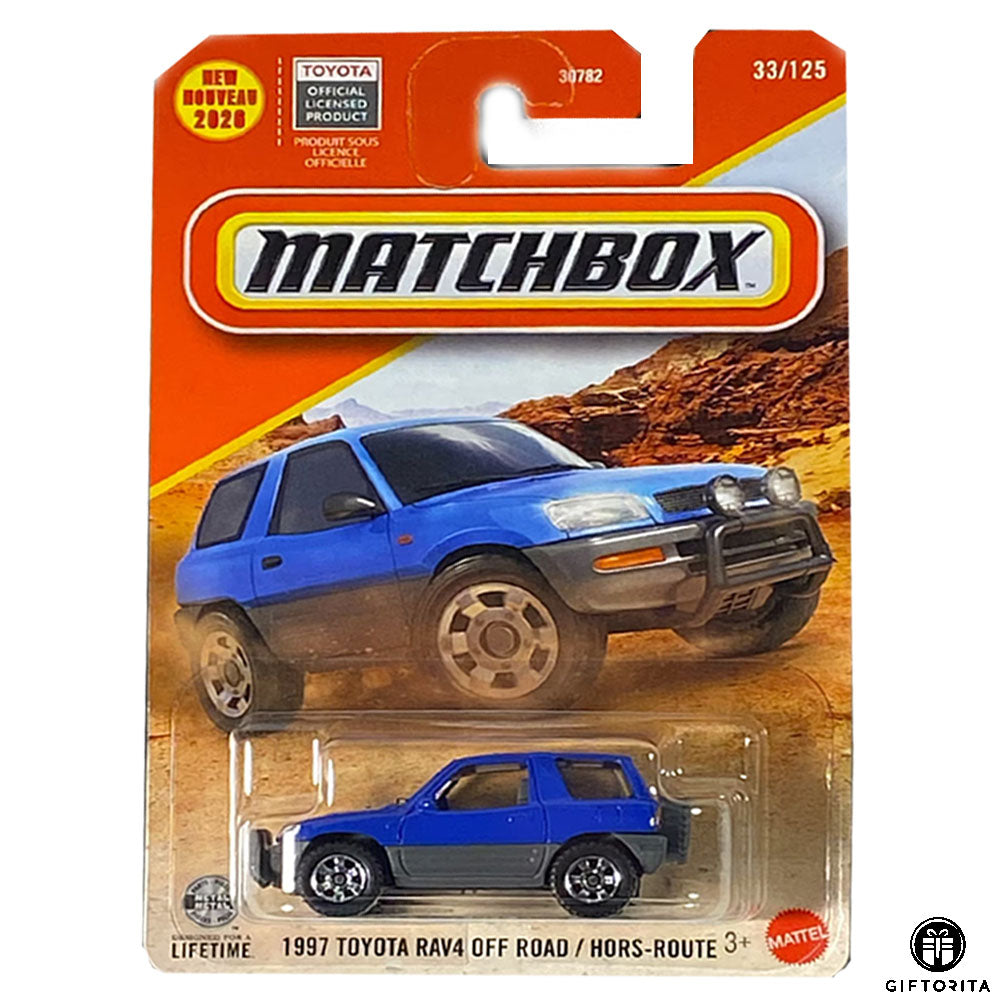 Matchbox Regular Card (P00015) - TOYOTA RAV4 OFF ROAD / HORS - ROUTE - 33/125 - Blue