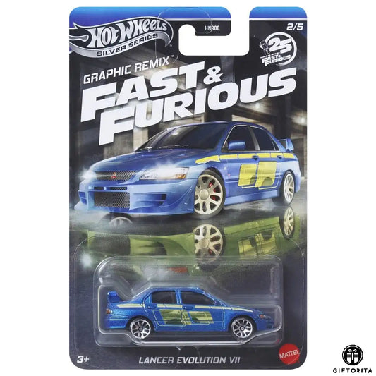 Hot Wheels Regular – Silver Series - Graphic Remix Fast & Furious - Lancer Evolution VII - 2/5 - Blue